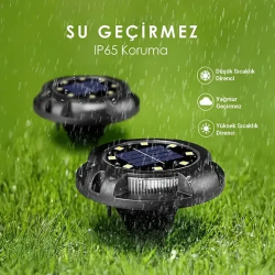 Mey İthalat® 4'lü Solar Panelli Kazıklı RGB Zemin LED (Güneş Enerjili)