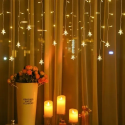 Mey İthalat® 4 Metre 19 Saçaklı Yıldız Perde LED Işık Seti