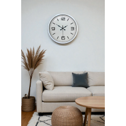 Mey İthalat® 40 cm Beyaz Metal Modern Duvar Saati