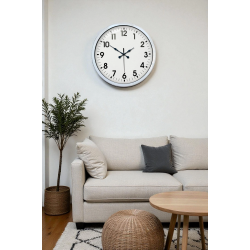 Mey İthalat® 40 cm Beyaz Metal Standart Duvar Saati