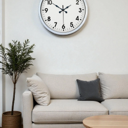 Mey İthalat® 40 cm Beyaz Metal Standart Duvar Saati