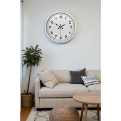 Mey İthalat® 40 cm Beyaz Metal Standart Duvar Saati