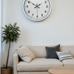 Mey İthalat® 40 cm Beyaz Metal Standart Duvar Saati