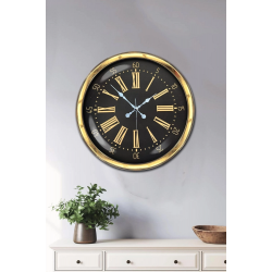 Mey İthalat® 40 cm Metal Gold Roma Rakamlı Duvar Saati