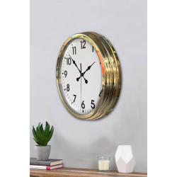 Mey İthalat® 40 cm Metal Gold Standart Duvar Saati – Modern ve Dekoratif Tasarım