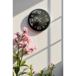 Mey İthalat® 40 cm Siyah Metal Modern Duvar Saati