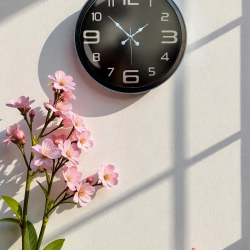 Mey İthalat® 40 cm Siyah Metal Modern Duvar Saati