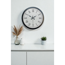 Mey İthalat® 40 cm Siyah Metal Retro Duvar Saati