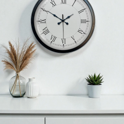 Mey İthalat® 40 cm Siyah Metal Retro Duvar Saati