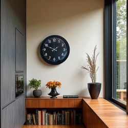 Mey İthalat® 40 cm Siyah Metal Siyah Kadran Duvar Saati