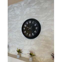 Mey İthalat® 40 cm Siyah Metal Siyah Kadran Duvar Saati