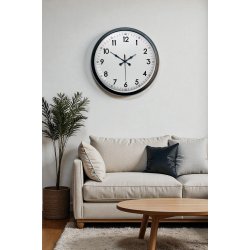Mey İthalat® 40 cm Siyah Metal Standart Duvar Saati