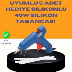 Mey İthalat® 40W Sıcak Mum Silikon Tabancası 5 Silikon Hediyeli Hızlı Yapıştırma