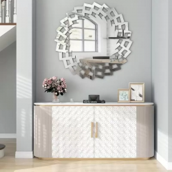 Mey İthalat® 40x40 cm Kırılmaz Pleksi Dekoratif Duvar Aynası - Modern Geometrik Tasarım 1. Sınıf Ayna