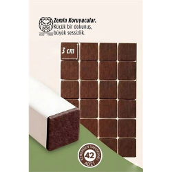 Mey İthalat® 42 Adet Kendinden Yapışkanlı 3x3 cm Premium Zemin Koruyucu Keçe Seti