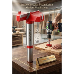 Mey İthalat® 45 MM Ahşap Menteşe Yuvar Teri Açma Ahşap Delme Matkap Ucu 1 cm Şaft 722977