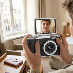Mey İthalat® 48 MP 4K Dijital Kamera 8X Zoom ve 180 Derece Ekran Yeni Başlayanlar İçin Uygun