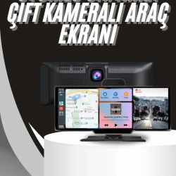Mey İthalat® 4K 10.2 İnç Çift Kameralı Araç Multimedya Ekranı CarPlay Kablosuz Tüm Cihazlara Uyumlu