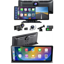 Mey İthalat® 4K 10.2 İnç Çift Kameralı Araç Multimedya Ekranı CarPlay Kablosuz Tüm Cihazlara Uyumlu