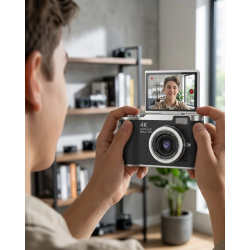 Mey İthalat® 4K Dijital Kamera 48 MP 8X Zoom ve 180 Derece Flip Ekran Vlog Çekim Özellikli