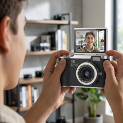 Mey İthalat® 4K Dijital Kamera 48 MP 8X Zoom ve 180 Derece Flip Ekran Vlog Çekim Özellikli