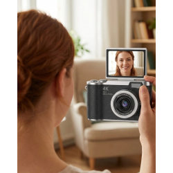 Mey İthalat® 4K Video Çekim Özellikli Dijital Kamera 48 MP 8X Zoom ve 180 Derece Döner Ekranlı