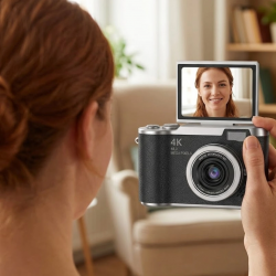 Mey İthalat® 4K Video Çekim Özellikli Dijital Kamera 48 MP 8X Zoom ve 180 Derece Döner Ekranlı