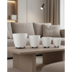 Mey İthalat® 4’lü 3D Beyaz Ayaklı Saksı Seti Modern Minimal Dekoratif Vazo