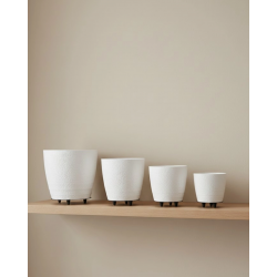 Mey İthalat® 4’lü 3D Beyaz Dekoratif Vazo Seti Modern Ayaklı Şık Saksı Takımı