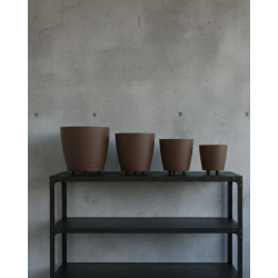 Mey İthalat® 4’lü 3D Modern Kahverengi Vazo Seti Ayaklı Dekoratif Saksı Takımı