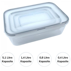 Mey İthalat®  4lü İç İçe Sızdırmaz Contalı Kilitli Kapaklı Plastik Erzak Saklama Kapları LC315