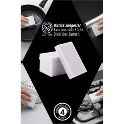 Mey İthalat® 4’lü Melamin Katkılı Ultra Güçlü Mucize Leke Silici Sünger Seti 722894