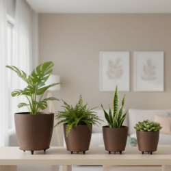 Mey İthalat® 4LÜ VAZO KAHVERENGİ