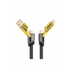 Mey İthalat® 4’ü 1 Arada 65W Hızlı Şarj Kablosu – USB ve Type-C Girişli, Örgülü Dayanıklı