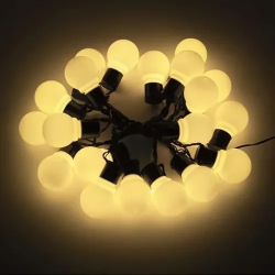 Mey İthalat® 5 Metre 28 LED Mini Top Işık Sarı Fişli Siyah Kablo