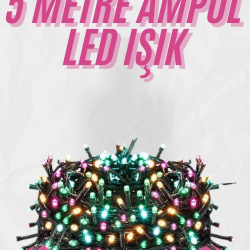 Mey İthalat® 5 Metre Ampul LED Işık Renkli RGB Çok Renkli Led Aydınlatma
