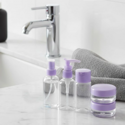 Mey İthalat® 5 Parça Seyahat Banyo Seti 30 ml Şeffaf Taşınabilir Şişe Seti