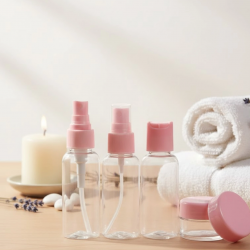 Mey İthalat® 5 Parça Seyahat Boy Kozmetik Seti Şeffaf Düzenleyici