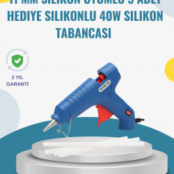 Mey İthalat® 5 Silikon Hediyeli 40W Sıcak Silikon Tabancası Pratik Güçlü Kullanım