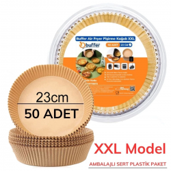 Mey İthalat®  50 Adet Air Fryer Pişirme Kağıdı Tek Kullanımlık  23 Cm Yuvarlak Pişirme Kağıdı XXL PVC li