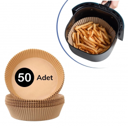 Mey İthalat® 50 Adet Air Fryer Pişirme Kağıdı Tek Kullanımlık Hava Fritöz Yağ Geçirmez Yapışmaz Tabak Model