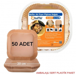 Mey İthalat®  50 Adet Air Fryer Pişirme Kağıdı Tek Kullanımlık Yağ Geçirmez Yapışmaz Kare Tabak Model PVC