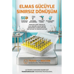 Mey İthalat® 50 Parça Elmas Uçlu Döner Törpü ve Freze Seti - Pedikür Nasır, Topuk, Cam ve Taş İşleme Uçları 723151
