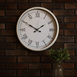 Mey İthalat® 52 cm Beyaz Metal Roma Rakamlı Duvar Saati