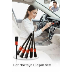 Mey İthalat® 5’li Detay Temizlik Fırçası Seti – Araç İçi & Dış Yüzeyler İçin, Farklı Boyutlu Hassas Fırçalar 429052