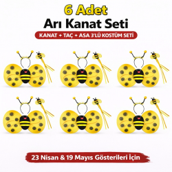 Mey İthalat® 6'lı Arı Kostüm Seti – Kanat Taç Asa