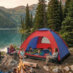 Mey İthalat®  6 Kişilik Manuel Kurulum Kamp Çadırı – Aile, Doğa, Piknik ve Outdoor Kamp Çadırı 220x250x150 cm