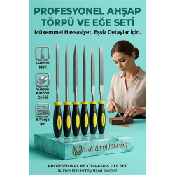 Mey İthalat® 6'lı Ahşap Törpü Eğe Seti | 140mm Hobi Modelci El Törpüsü Takımı 723188
