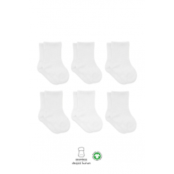 Mey İthalat® 6'Lı Basic Penye Soket Çorap 10101 Beyaz