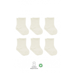 Mey İthalat® 6'Lı Basic Penye Soket Çorap 10101 Ekru